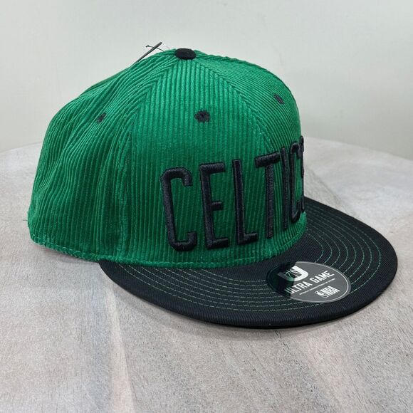 Ultra Game Boston Celtics Caps Embroidered Green Corduroy Snapback Hat NBA Champ - Picture 2 of 10